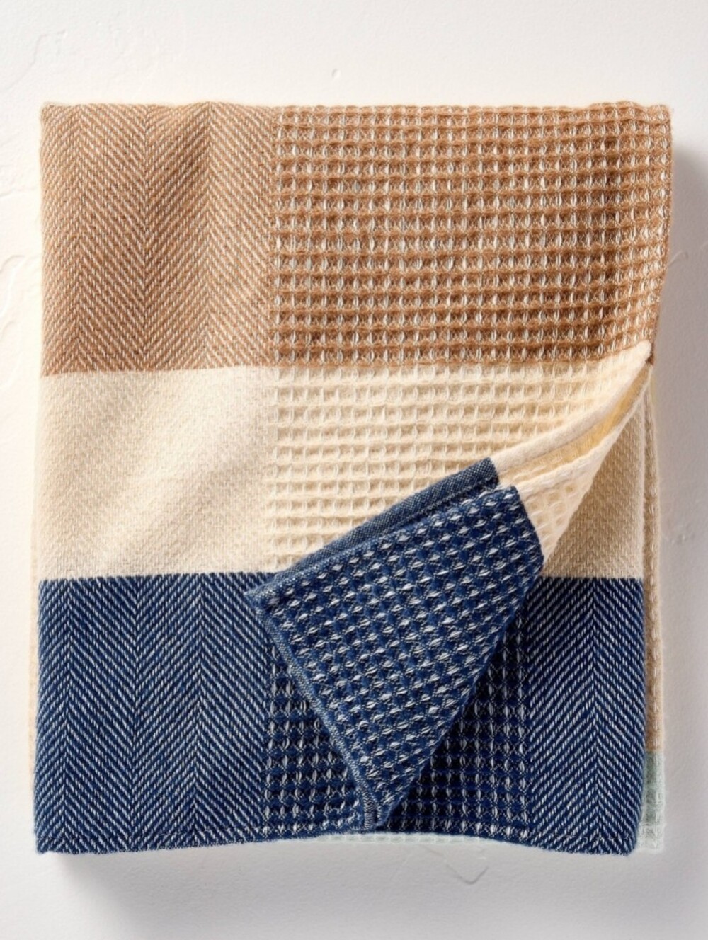 Hearth & Hand NWT 50"x60" Woven Stripe Throw Blanket In Blue/Cream